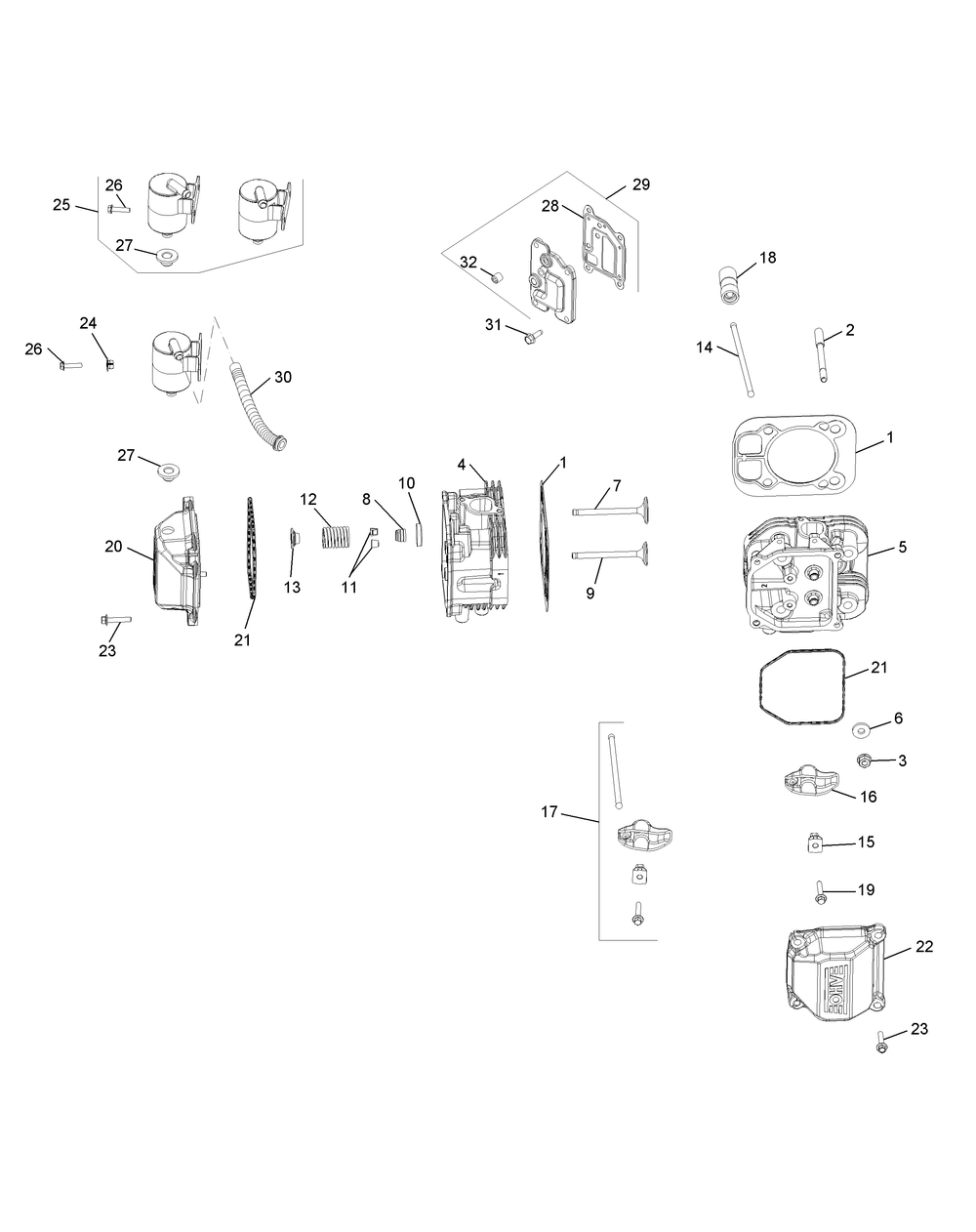 Kohler Cv732-3015 Head And Valve And Breather Diagram and Parts List for Z-FORCESZ60 (53FJD-53FJD050)(2015) Cub Cadet Lawn Tractor